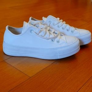 Platform All White Pleather Converse Chuck Taylor